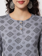 Beatnik Round Neck Slate Grey Women Tunic Beatnik India