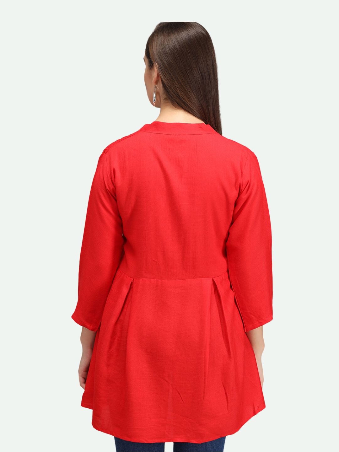 Beatnik Rayon Red Round Neck Womens Tunic