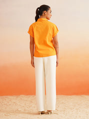 Elevate Orange Drop Shoulder Poplin Shirt