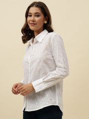 White Western Spread Collar Shirt Beatnik