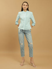 Beatnik Cotton Mandarin Collar Shirt