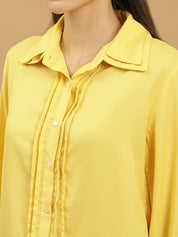 Beatnik Spread Collar Pleated Shirt