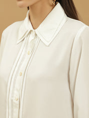 Beatnik Spread Collar Pleated Shirt