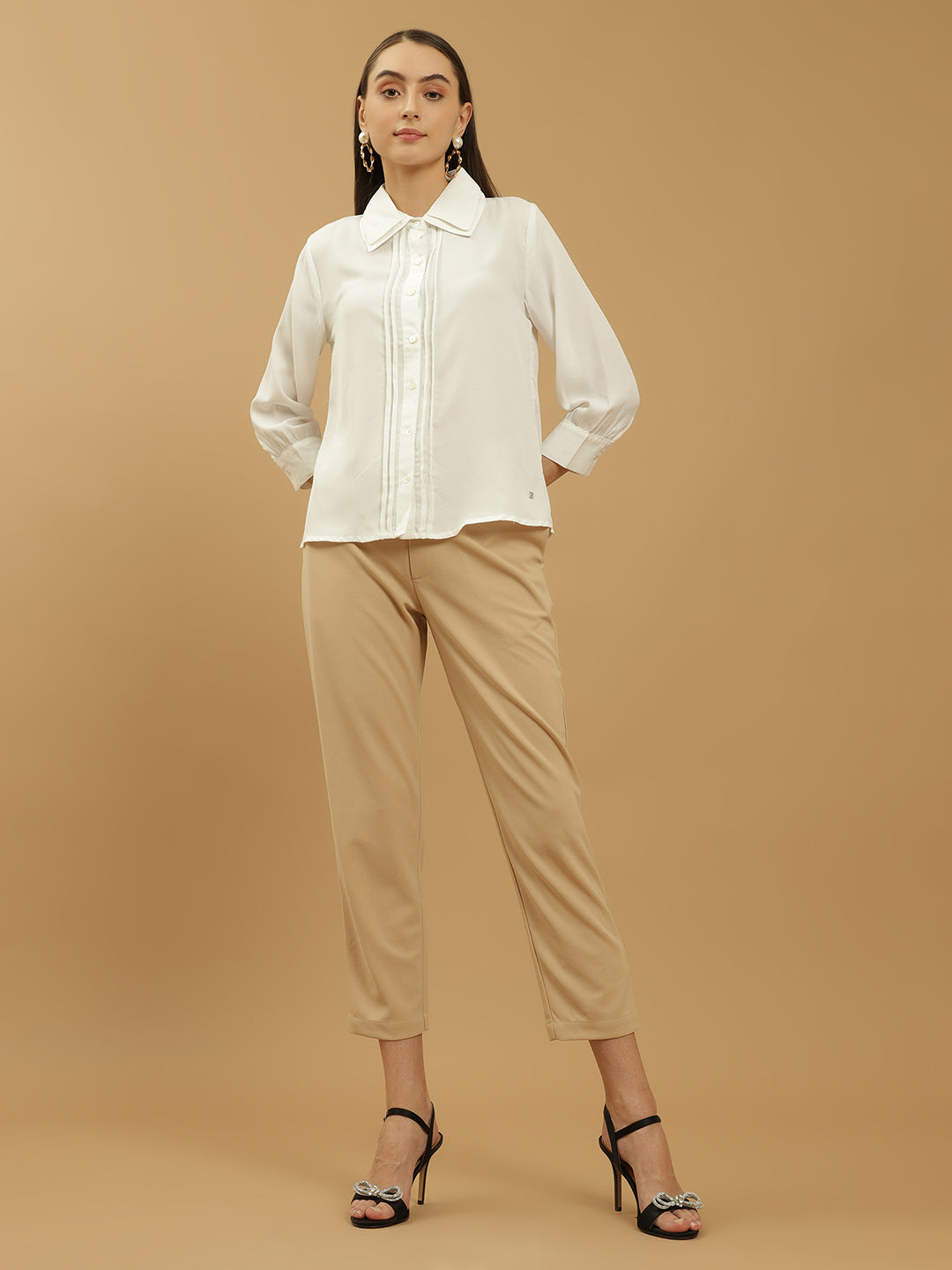 Beatnik Spread Collar Pleated Shirt