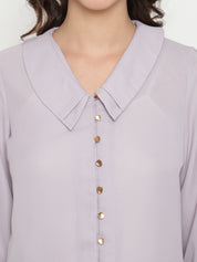 Beatnik Metallic Buttons with Peter Pan Collar Shirt