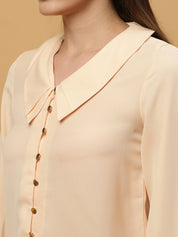 Beatnik Peter Pan Collar Shirt with Metallic Buttons