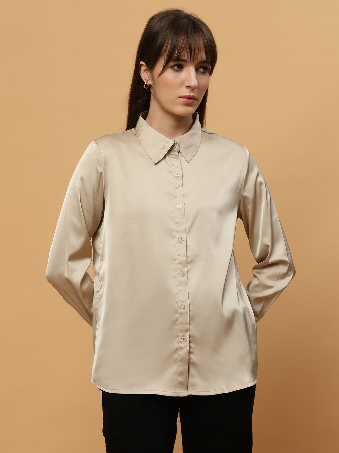 Beatnik Spread Collar Satin Shirt