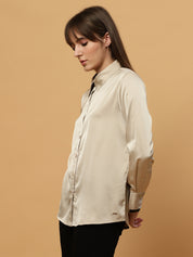 Beatnik Spread Collar Satin Shirt