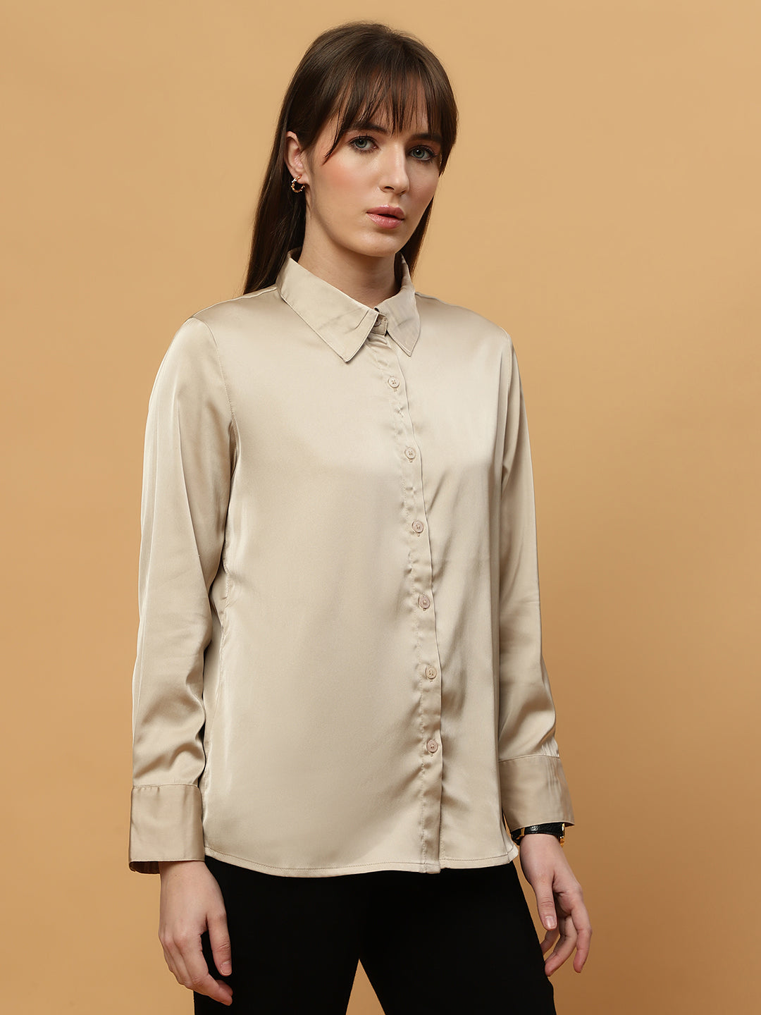 Beatnik Spread Collar Satin Shirt