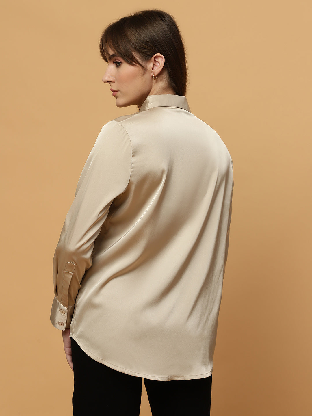 Beatnik Spread Collar Satin Shirt