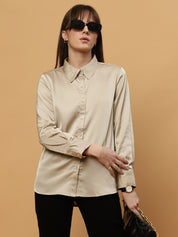 Beatnik Spread Collar Satin Shirt