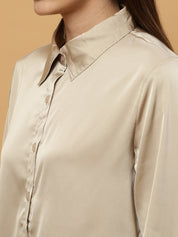 Beatnik Spread Collar Satin Shirt