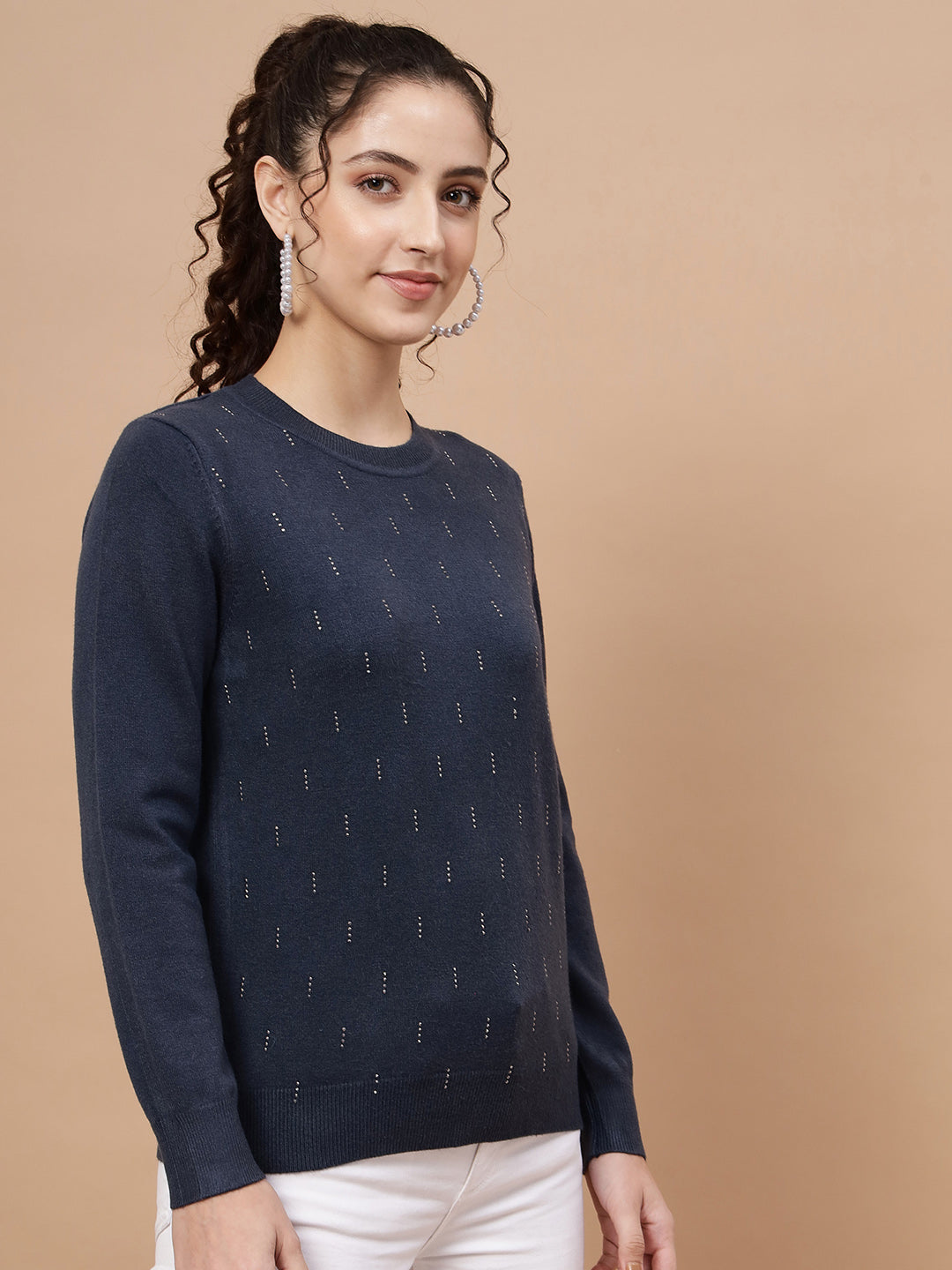 Beatnik Dark Blue Pull Over Womens Sweaters