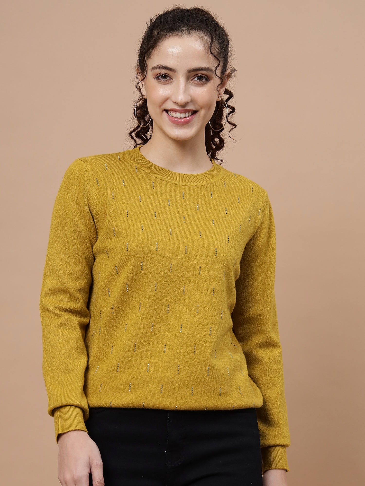 Beatnik Mustard Pull Over Womens Sweaters