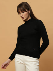 Beatnik Regular Full Sleeves Pull Over Black Womens Sweaters