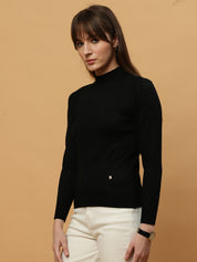 Beatnik Regular Full Sleeves Pull Over Black Womens Sweaters