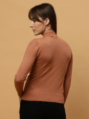 Beatnik Regular Full Sleeves Pull Over Womens Brown Sweaters