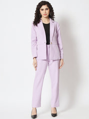 Beatnik Fitted Full Sleeve Solid Violet Women's Western Suits