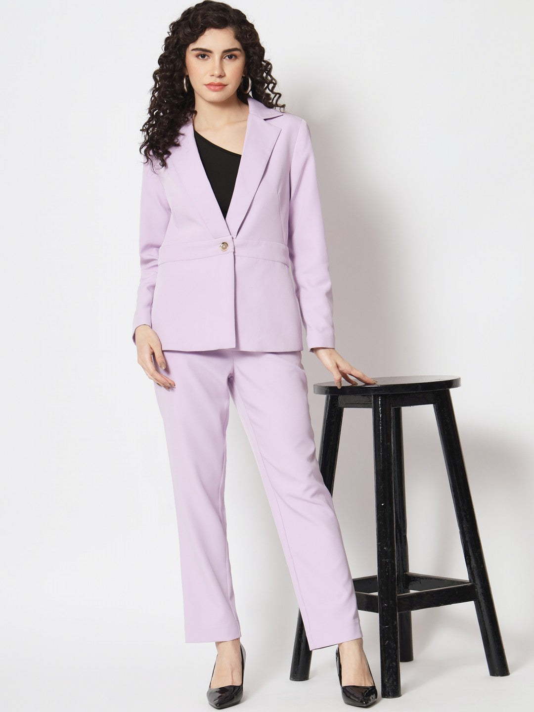 Beatnik Fitted Full Sleeve Solid Violet Women's Western Suits