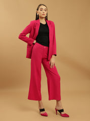 Beatnik Notched Lapel Longline Regular Fuchsia Womens Western Suits