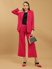 Beatnik Notched Lapel Longline Regular Fuchsia Womens Western Suits