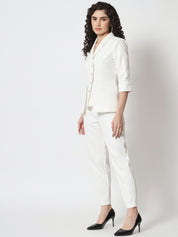 Beatnik Polyester Notched Lapel White Womens Western Suits