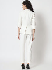 Beatnik Polyester Notched Lapel White Womens Western Suits