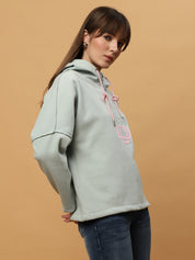 Beatnik Casual Wear Hooded Light Green Sweatshirts