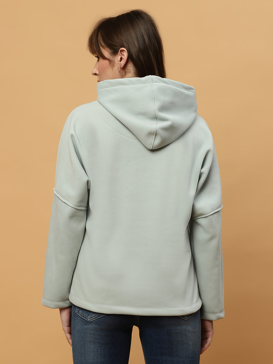 Beatnik Casual Wear Hooded Light Green Sweatshirts