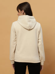 Beatnik Casual Wear Hooded Cuffed Sleeves Off White Sweatshirts