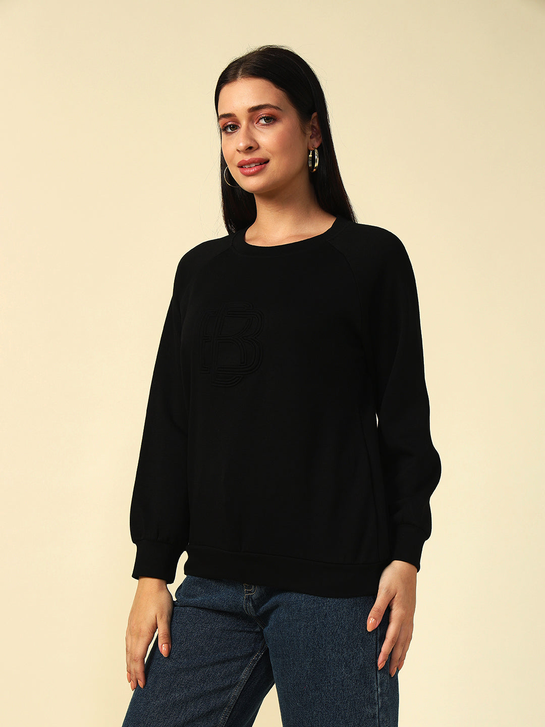 Non Hooded Black Womens Sweatshirts Beatnik