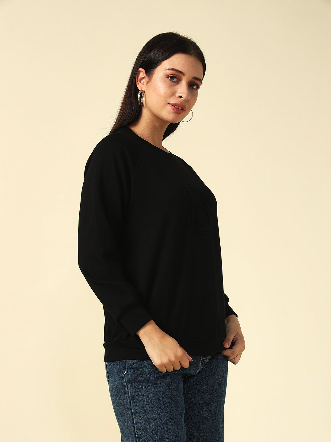 Non Hooded Black Womens Sweatshirts Beatnik