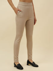 Beige Slim Fit Stretchable Tregging Beatnik