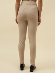 Beige Slim Fit Stretchable Tregging Beatnik