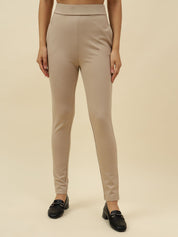 Beige Slim Fit Stretchable Tregging Beatnik