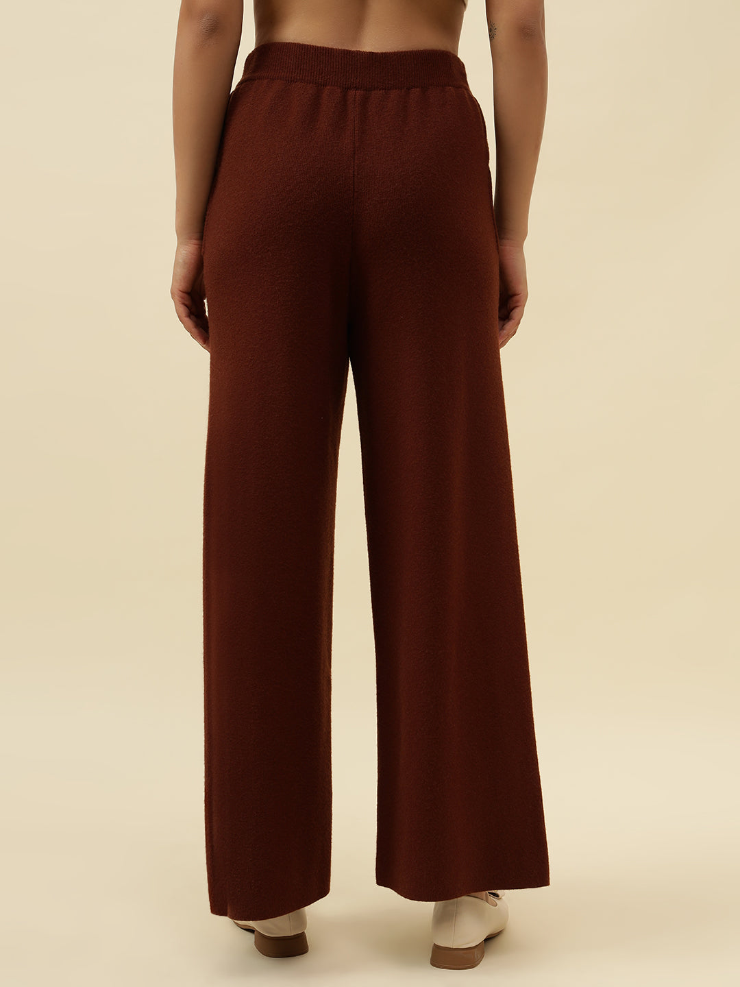 Cozy High-Rise Winter Brown Treggings with Pockets