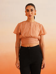 Peach Puff charming Crop Peasant Top Beatnik