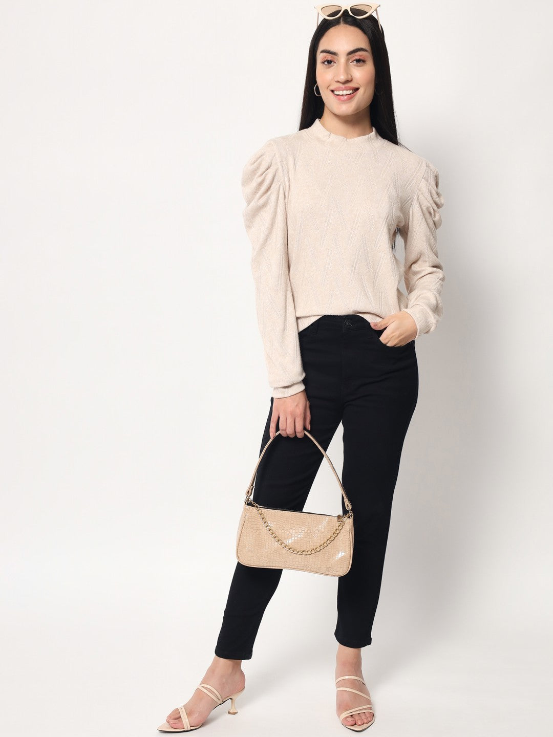 Beatnik Beige Blouson  Womens Top