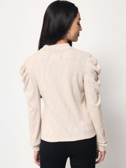 Beatnik Beige Blouson  Womens Top