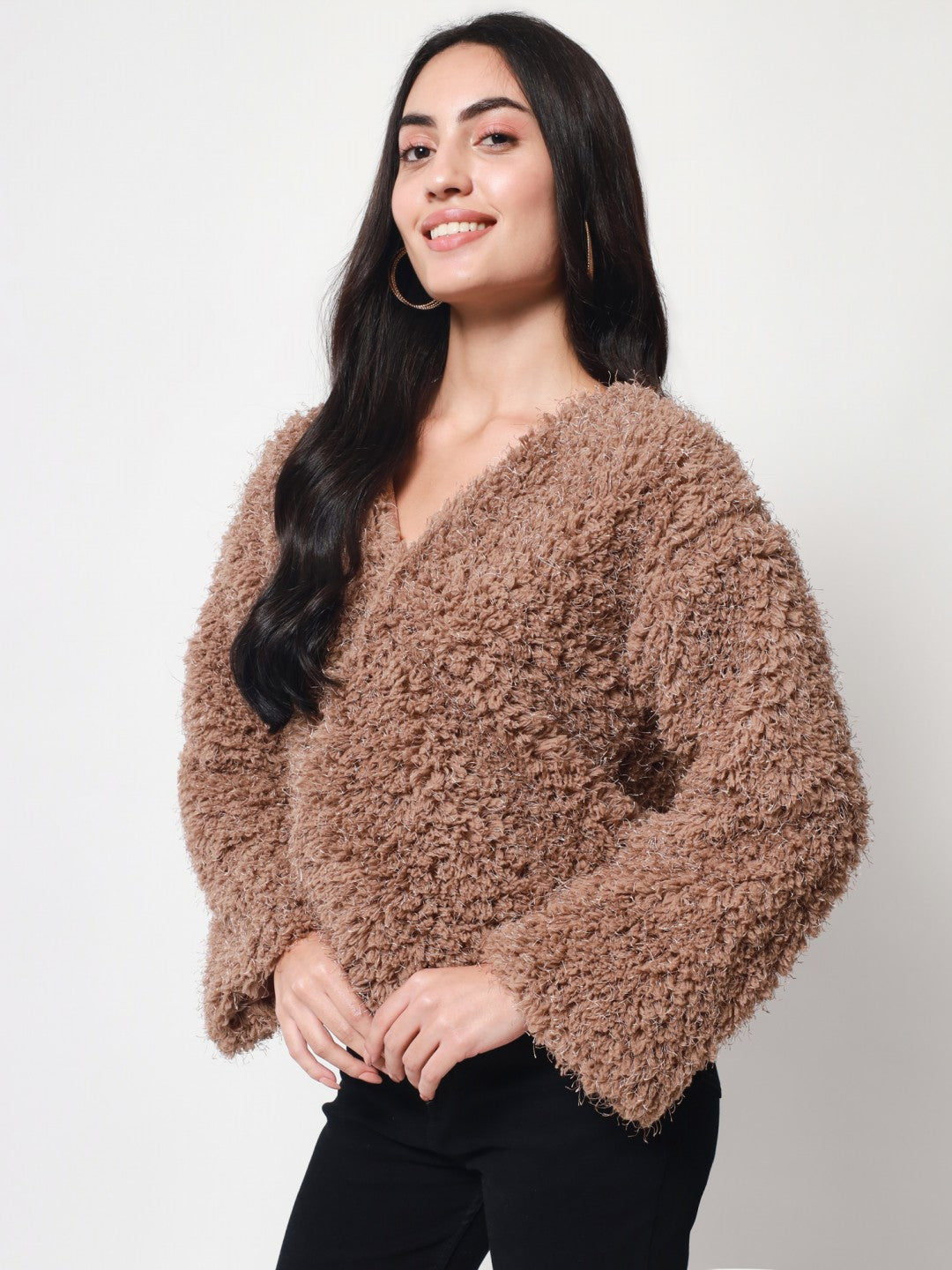 Beatnik Brown Wrap  Womens Top