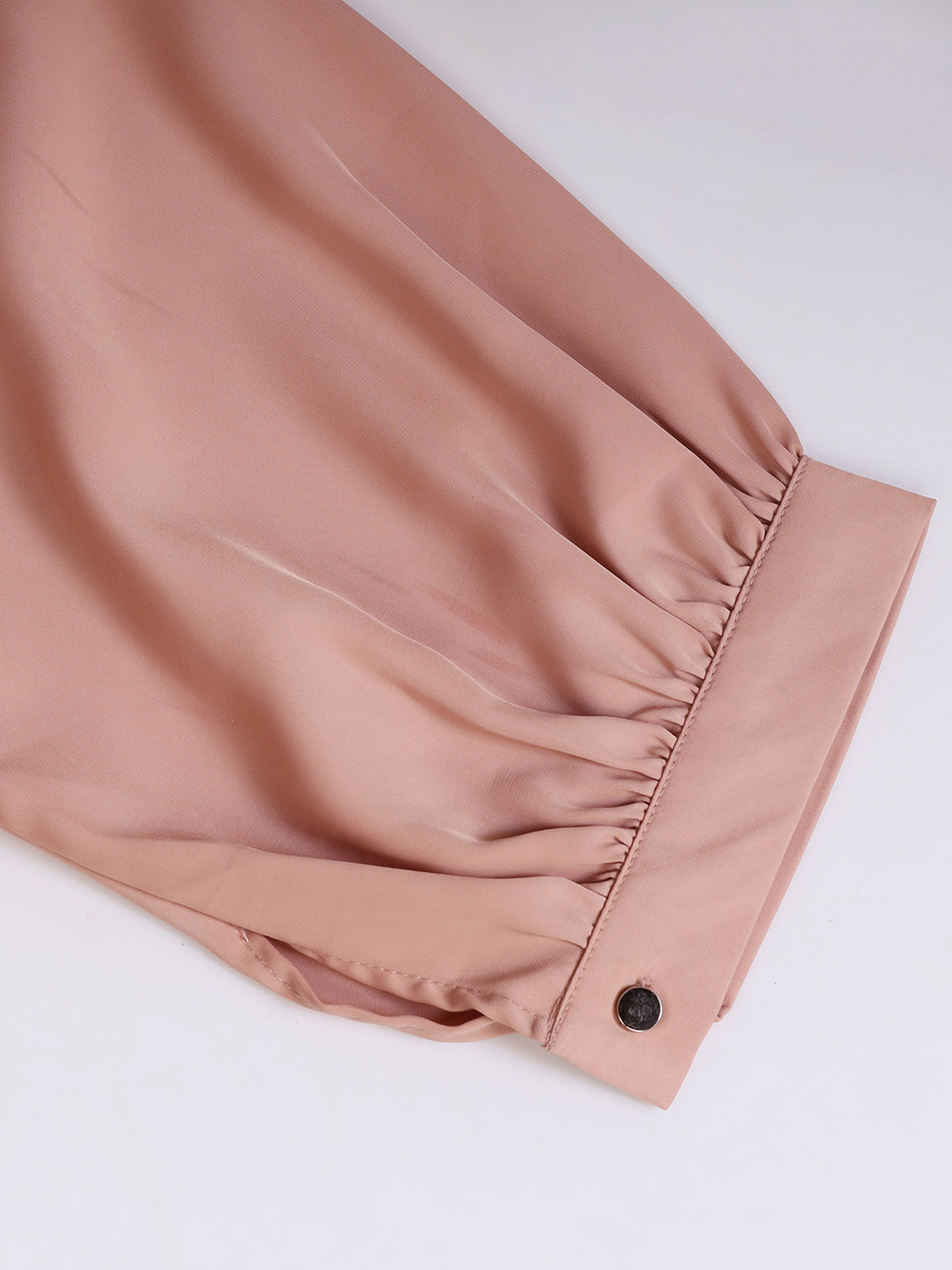 Beatnik Satin Round Neck Peach Puff Top