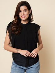 Beatnik Round Neck Black Womens Top Beatnik India