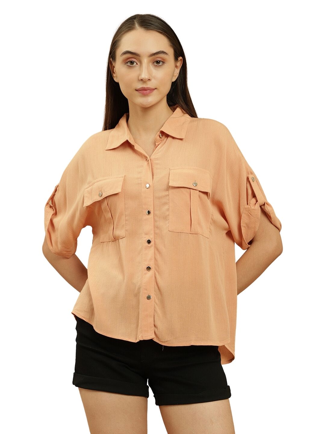 Beatnik Shirt Style Roll Up Sleeve Top Beatnik India