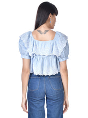 Beatnik Sky Blue Layered  Womens Top