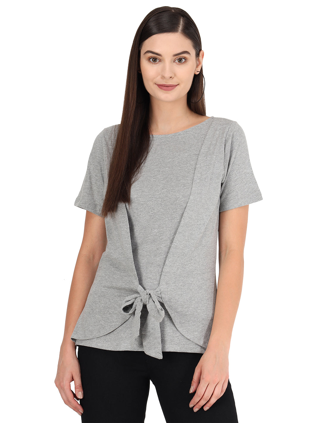 Beatnik Solid Casual Wear Short Sleeve Cinched Waist Top