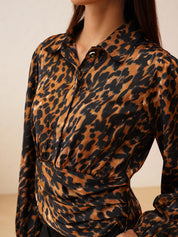 Beatnik Bold Animal Print Elegant Crop Womens Top