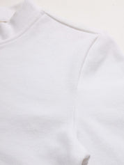 Light Winter Casual Wear White A-Line Zip Neck Top