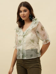 Green Shirt Style  Peter Pan Top Beatnik