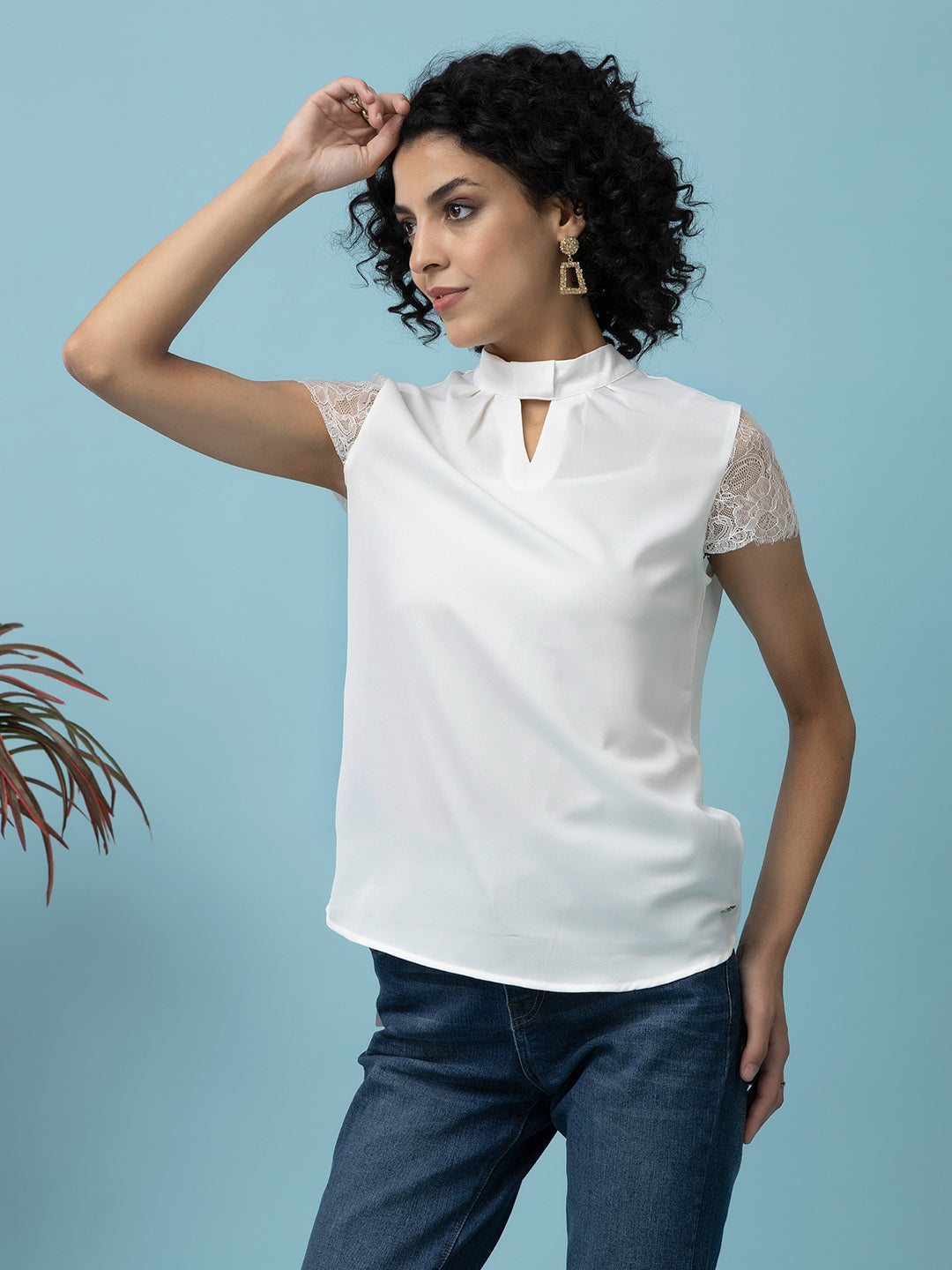 Beatnik Peasant White Regular Top