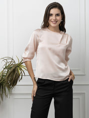 Beatnik Peasant Peach Puff Hip Length Top